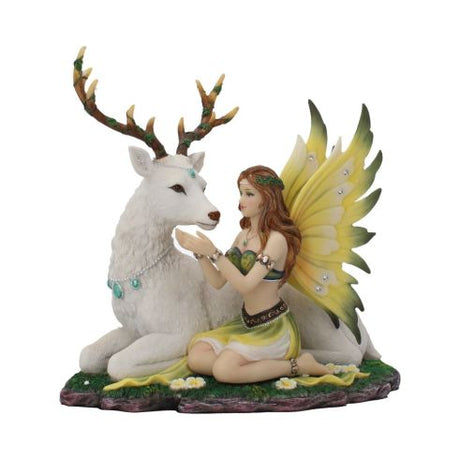 Adoration stag and spring fairy medium figurine – billede 2