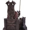 Bronze Odin All Father Wolves and Throne Figurine – billede 6