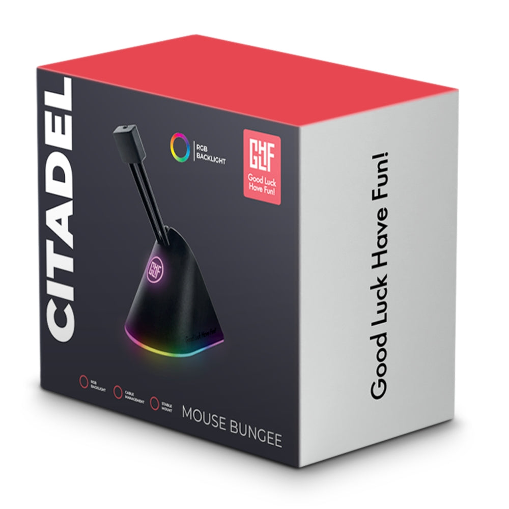 FragON - Citadel RGB Mouse Bungee with 3 colorful clips, Black