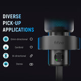 Fifine A9 Condenser RGB USB Microphone with 4 Polar Pattern, Black