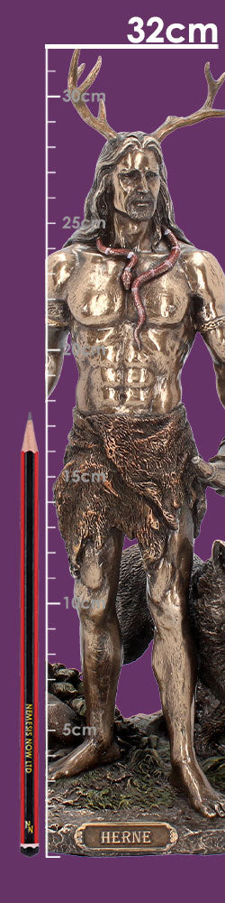 Herne and Animals Folklore Bronzed Figurine