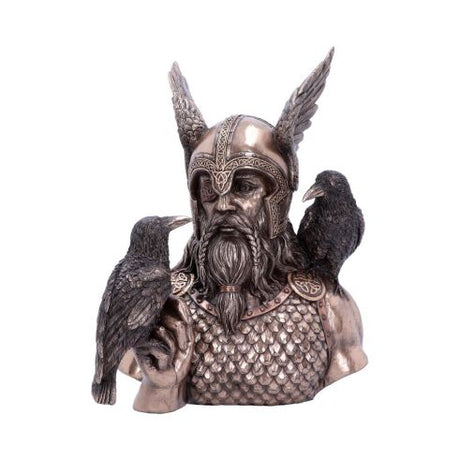 Bronze Odins Messengers Norse God Bust – billede 2