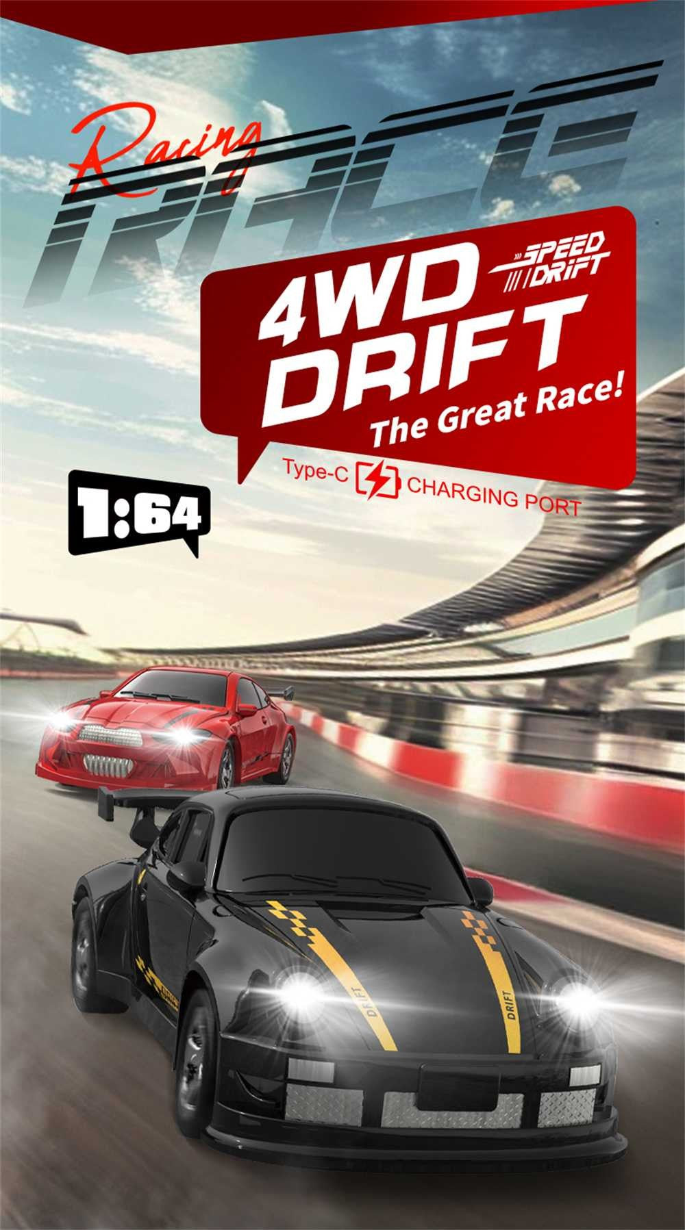 KF20 4WD driftbil i skala 1:64 med Type-C-opladning