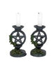 Set of 2 Wiccan Pentagram Candlesticks Witch Candle Holders