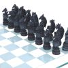 Raised Fantasy Dragon Chess Set With Corner Towers 43cm