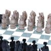 Raised Fantasy Dragon Chess Set With Corner Towers 43cm