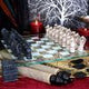 Raised Fantasy Dragon Chess Set With Corner Towers 43cm