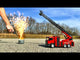 Cool remote-controlled fire engine with rescue ladder, rotating beacon and real water