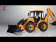 Remote-controlled JCB tractor with bucket and backhoe