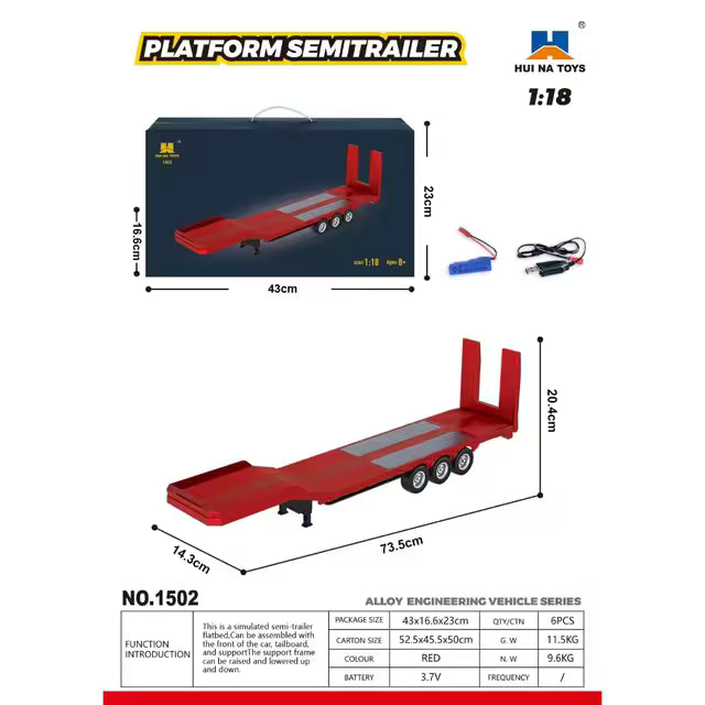 1:18 Flatbed trailer – fits e.g. HUINA Scania 770S truck