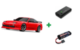 Kombopakke: 4-TEC Drift 2WD Nissan 240SX XL-5 TQi Red + USB-C lader og 2S batteri