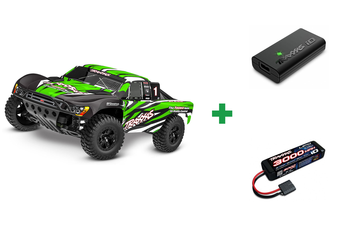 Kombopakke: Slash 2WD 1/10 RTR TQ Blue-X EHD Clipless USB - With Battery/Charger + USB-C lader og 2S batteri