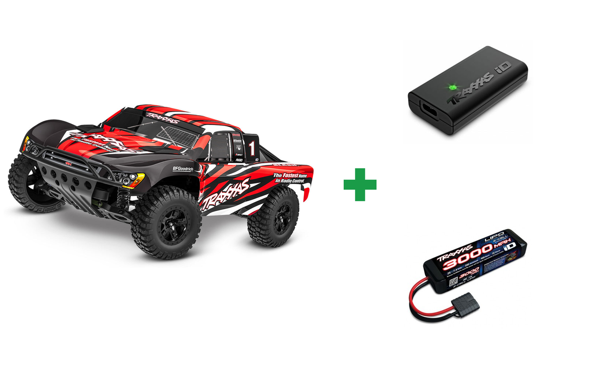 Kombopakke: Slash 2WD 1/10 RTR TQ Blue-X EHD Clipless USB - With Battery/Charger + USB-C lader og 2S batteri