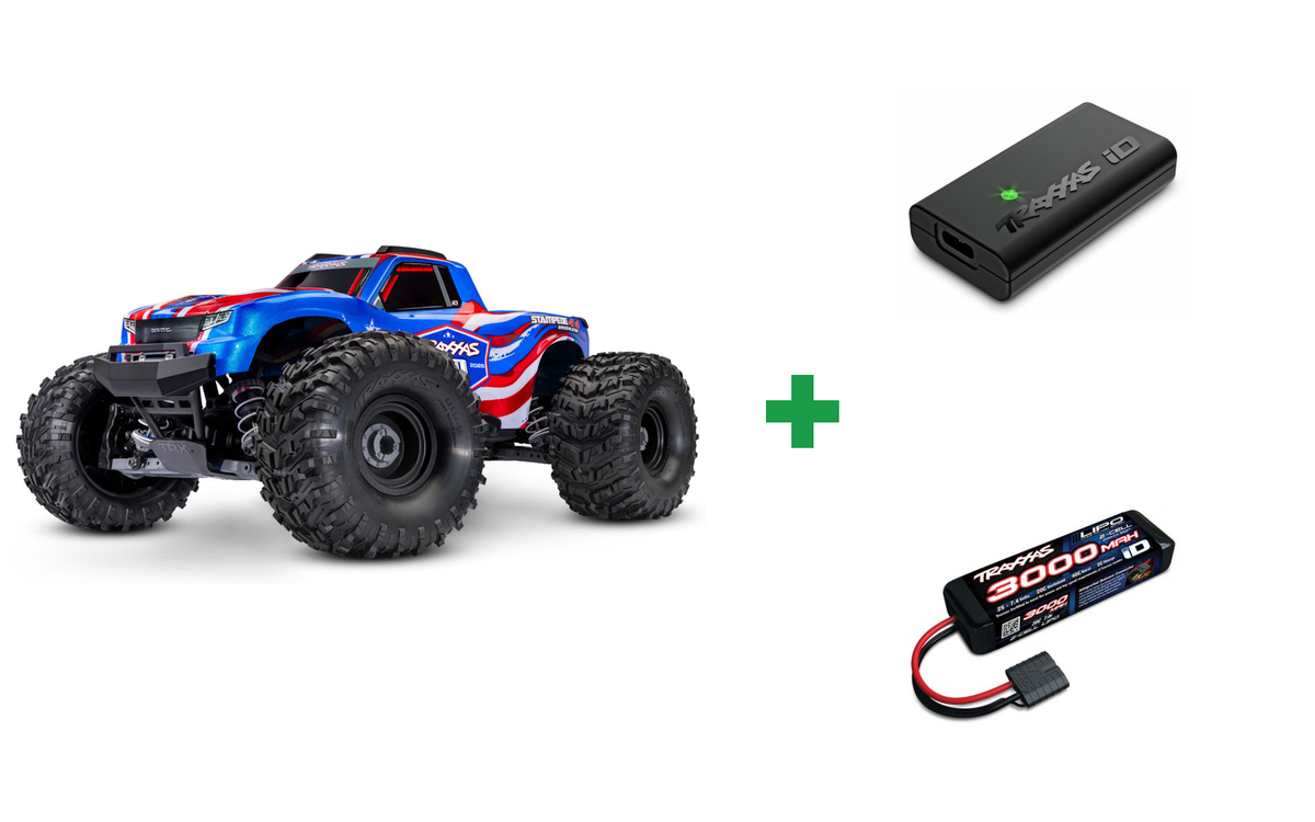 Kombopakke: Stampede 4x4 1/10 HD VX3 BL 3S RTR 40th Edition + USB-C lader og 2S batteri