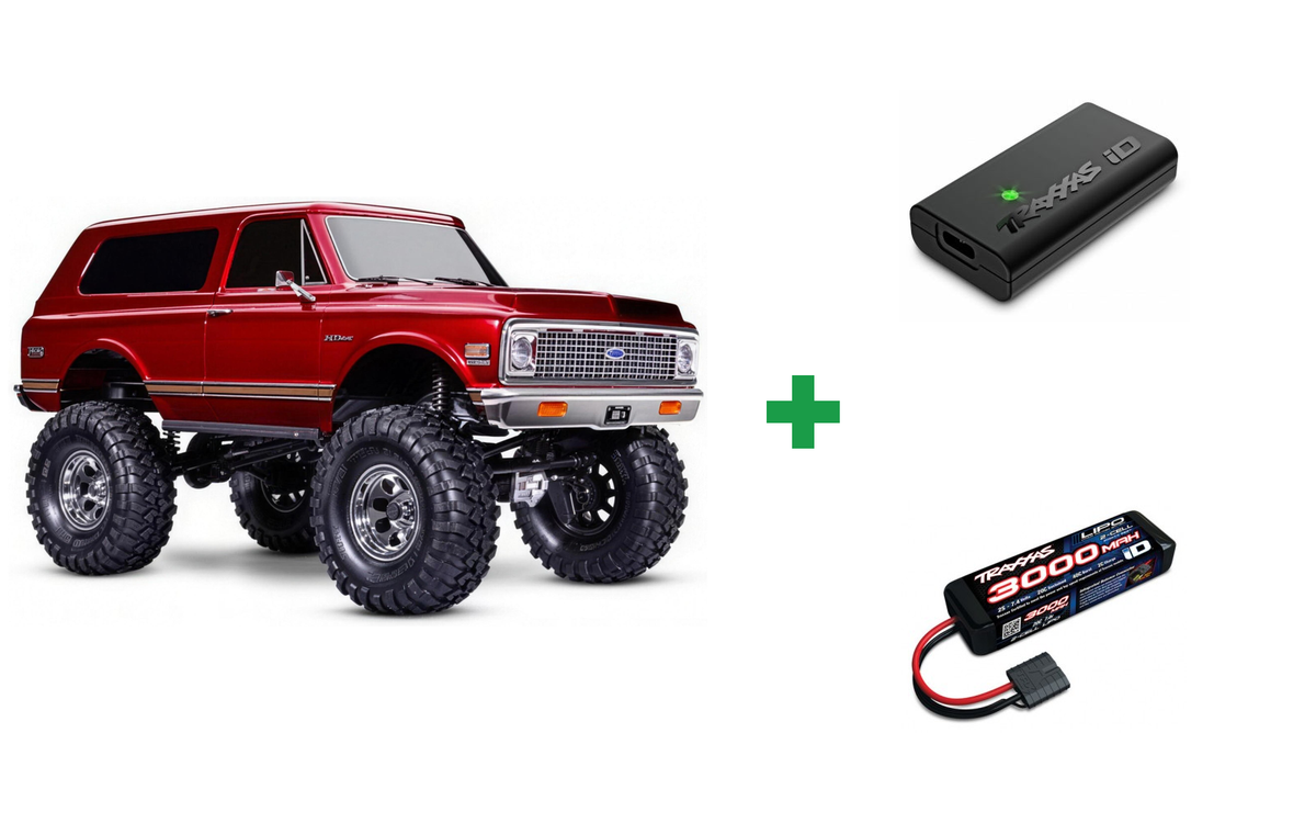 Kombopakke: Traxxas TRX-4 Crawler 1972 Blazer High Trail + USB-C lader og 2S batteri