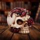 Rose Flame Decorative Skull With Sleeping Dragon