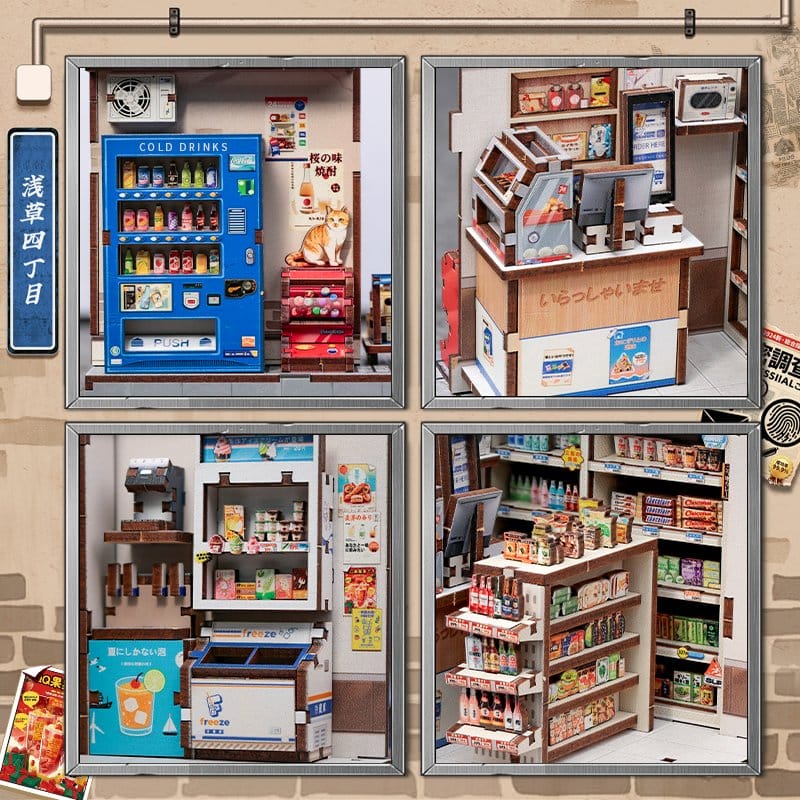 Miniature House Model Kit Beika-cho Convenience Store 22 x 15 cm