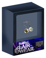 Lair Wear Dice Earrings D20 Marble Black & White with Gold
