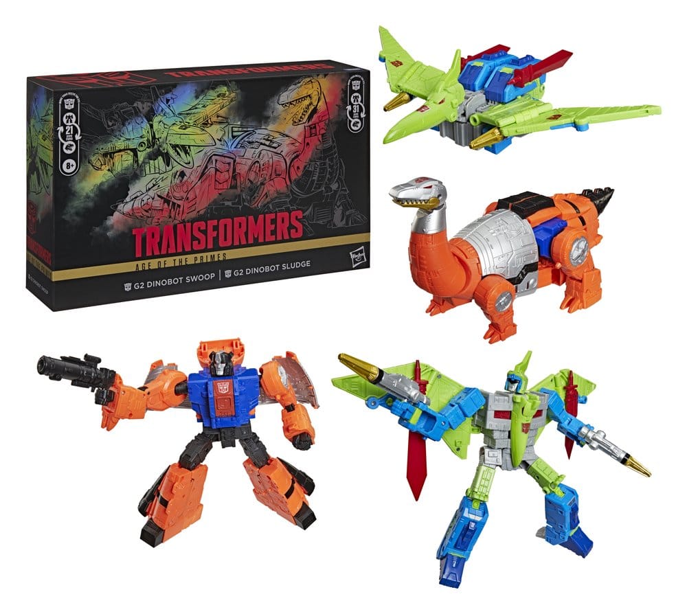Transformers Age of the Primes Leader Class Action Figure 2-Pack G2 G2 Dinobot Swoop &amp; G2 Dinobot Sludge 19 cm