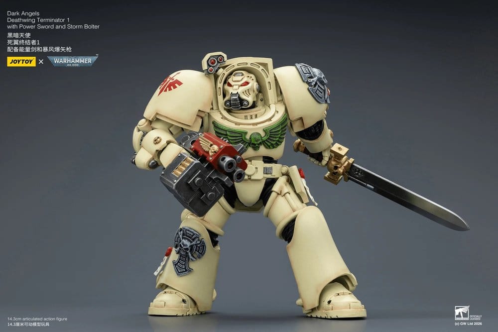 Warhammer 40,000 Action Figure Dark Angels Deathwing Terminator 1 with Power Sword and Storm Bolter 14 cm
