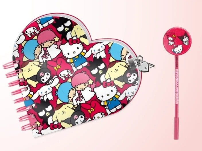 Sanrio Heart Diary & Pen Gift Set Hello Kitty Friends Multicolour