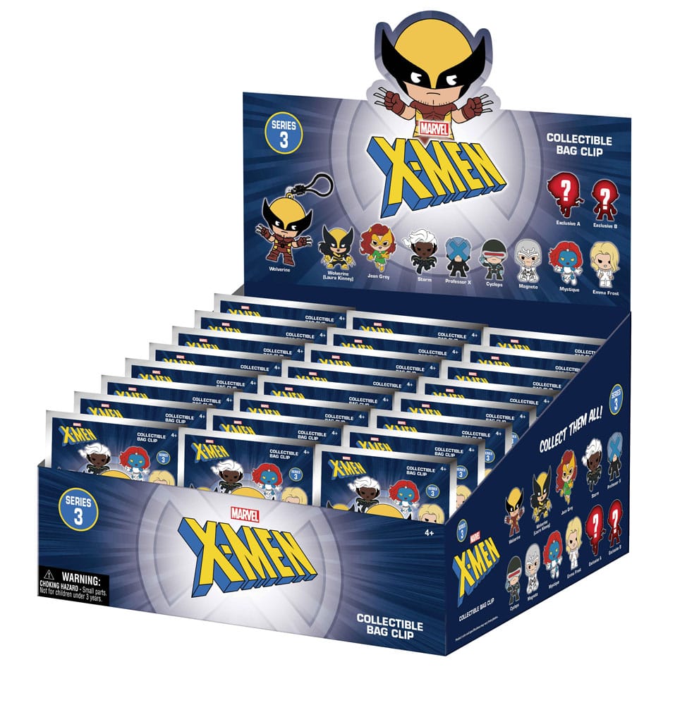 Marvel 3D Foam Bag Clips X-men Classic Series 3 Display (24)