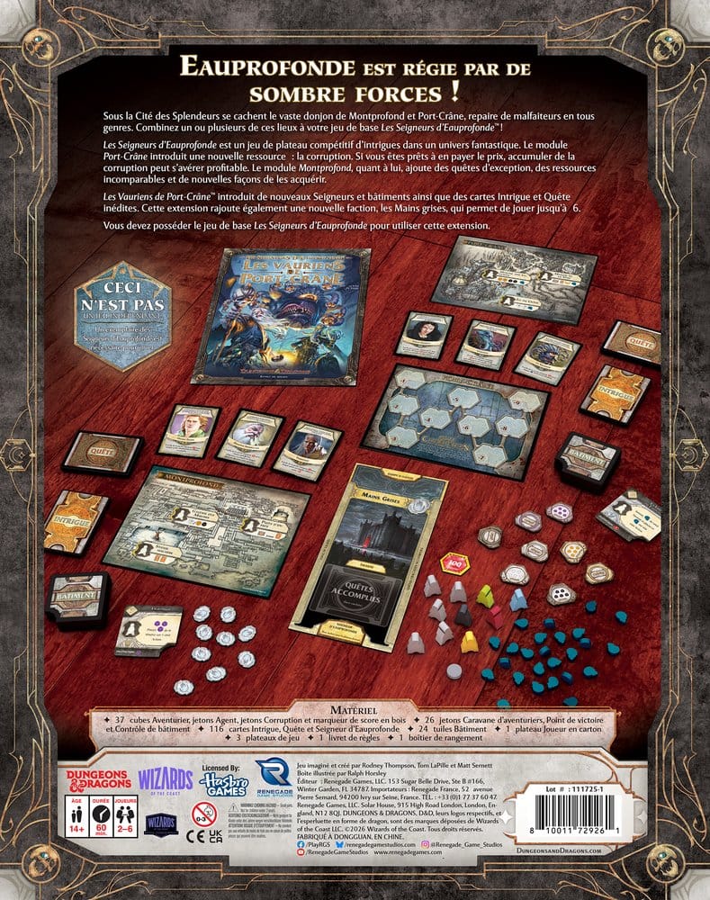 Dungeons & Dragons Board Game Lords of Waterdeep: Scoundrels of Skullport Expansion *French Version*