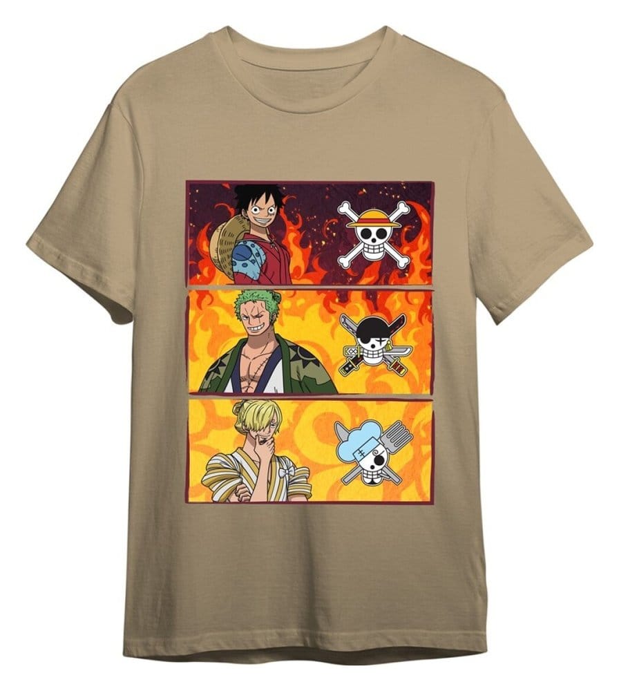 One Piece T-Shirt Monkey D. Luffy & Roronoa Zoro & Sanji Sand Size S