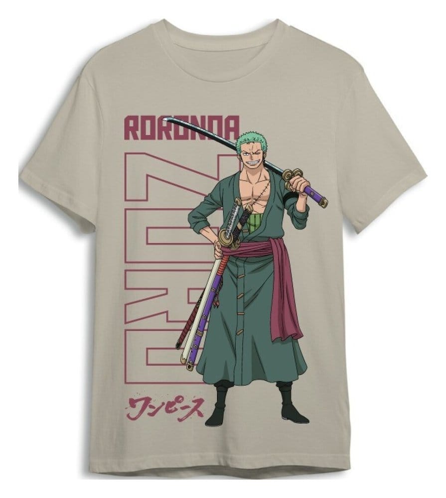 One Piece T-Shirt Roronoa Zoro Sand Size L